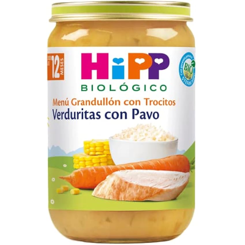 HiPP Biológico - Tarrito De Verduras con Pavo BIO - Menú Grandullón con Trocitos - Pack 6x220g - Ingredientes de Producción Ecológica - Sin Gluten - A Partir de 12 Meses JouUIIhK