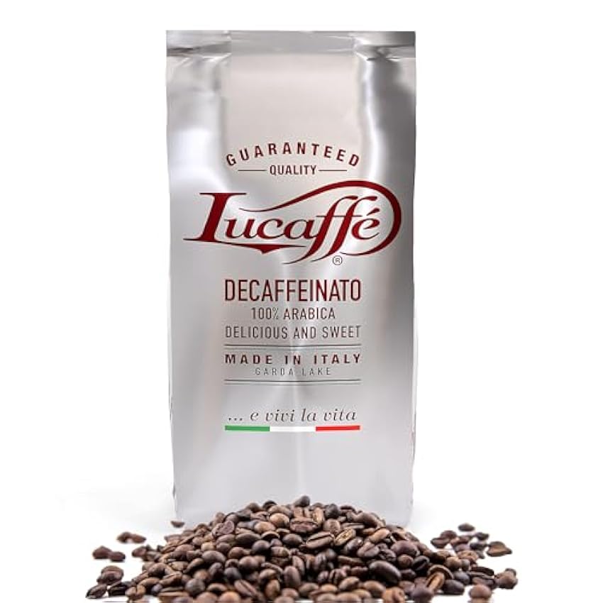Lucaffé Caffe Descafeinado, granos de café 100% Arábica