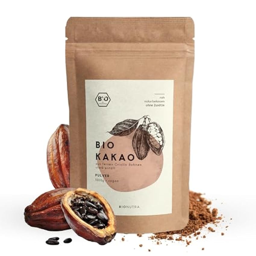 BIONUTRA® Cacao en polvo ecológico 1000 g, altamente de