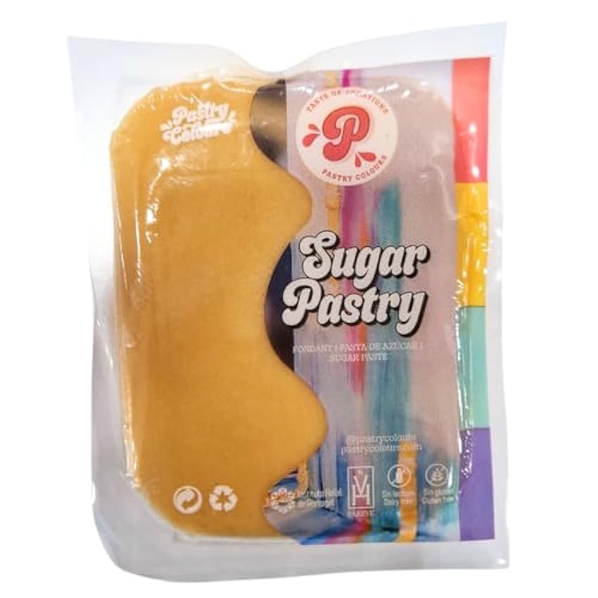 PASTRY COLOURS - Fondant Caramelo - Cobertura para Tartas - Pasta de Azúcar Maleable y Fácil de Manipular - SugarPastry - 250 Gr - 250 Gr (Caramelo) hmWJNlJO
