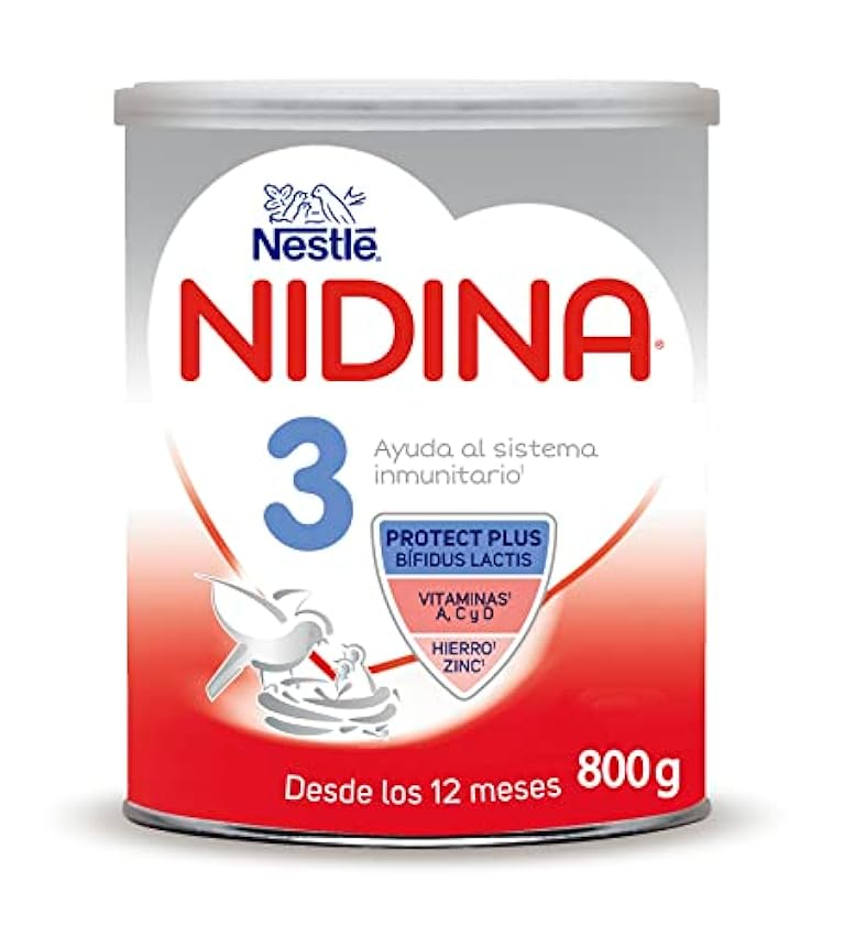 Nestlé NIDINA Leche De Crecimiento 3 para bebés a partir de 1 año Partir De Los 12 Meses. Bote de 800g g37FsM46