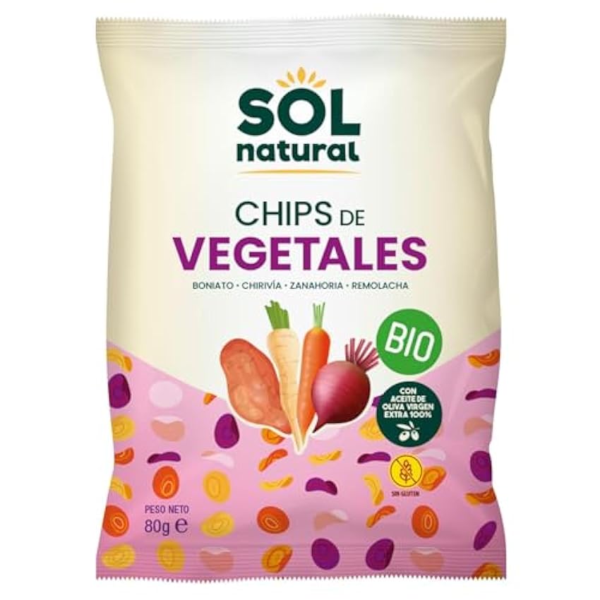 Chips de vegetales con aceite de oliva bio Sol Natural 80g. PlqgWMUM