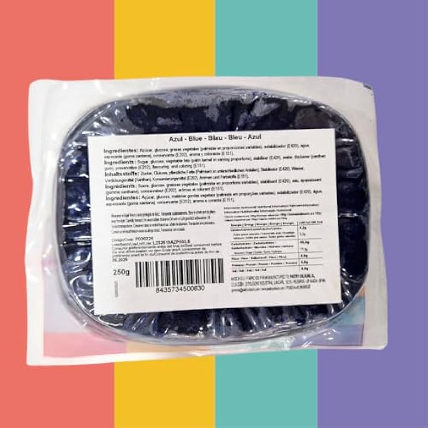 PASTRY COLOURS - Fondant Azul - Cobertura para Tartas - Pasta de Azúcar Maleable y Fácil de Manipular - SugarPastry - 250 Gr (Azul) FPfgAkMw