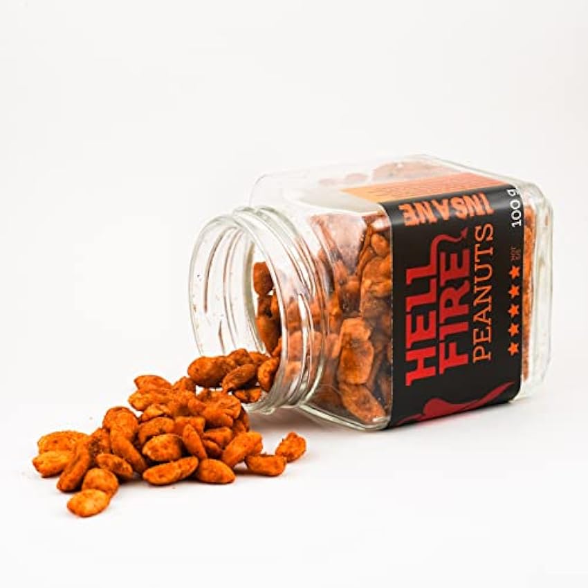 I LOVE SPICY Hellfire Peanuts Insane 100 g Cacahuetes Extremadamente Picantes Condimentados con Chile Carolina Reaper, Grado de Picante 5/5 j8ZNwNwz