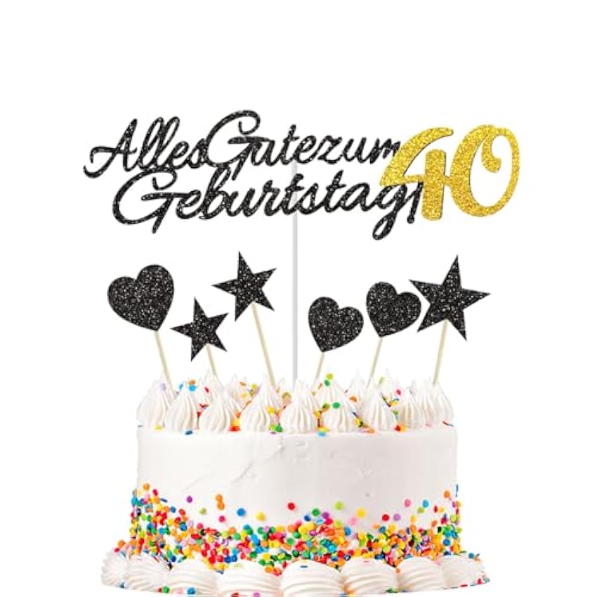 ALEGRE 40 adornos para tarta de cumpleaños número 40 Fz