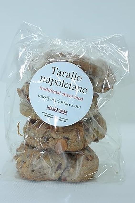 Tarallo Napolitano extra almendrado (40%) - Bocadillo tradicional - street food Napolitano - envasado manualmente - 15 paquetes de 4 taralli cada uno oaBaRQQW