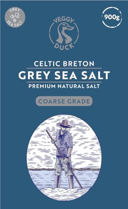 Veggy Duck - Sal Gris Celta Bretona 900g (Sal Gruesa) - Sin Refinar | Natural | Sin OMG | Vegana | Genial para Cocinar glEWiRy1