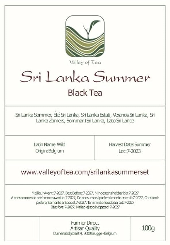 Hoja de té negro de Sri Lanka - Grado especial de Nuwara Eliya 100g iQlTJ1zP