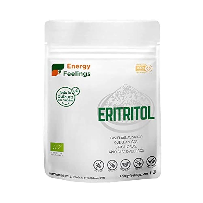Energy Feelings Eritritol Granulado Ecológico, 0% Kcal, Edulcorante y Endulzante Natural, Sin Azúcar, Sin Gluten, Vegano, Edulcorante para Cocinar, 200G nJtnWsRq