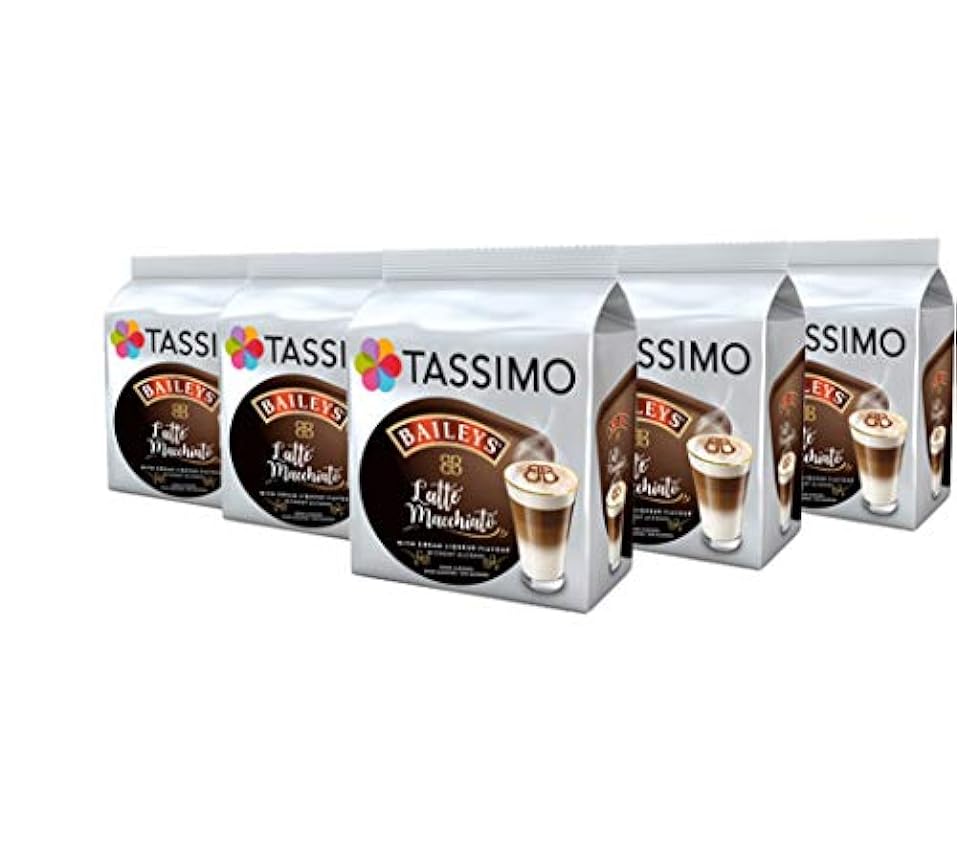 Tassimo Baileys Latte Macchiato - 8 cápsulas de café (paquete de 5, total 40 bebidas) HzspKcyr