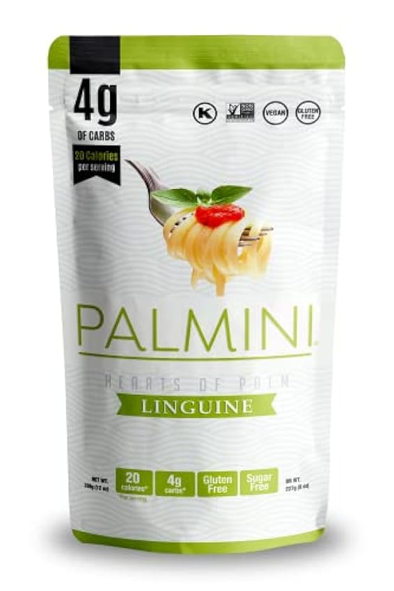 Linguine Palmini bajo en carbohidratos. 4 gramos de carbohidratos. Aparece en Negociando con tiburones. Sin gluten (338 g, paquete de 1 unidad) FX3Y95Bk