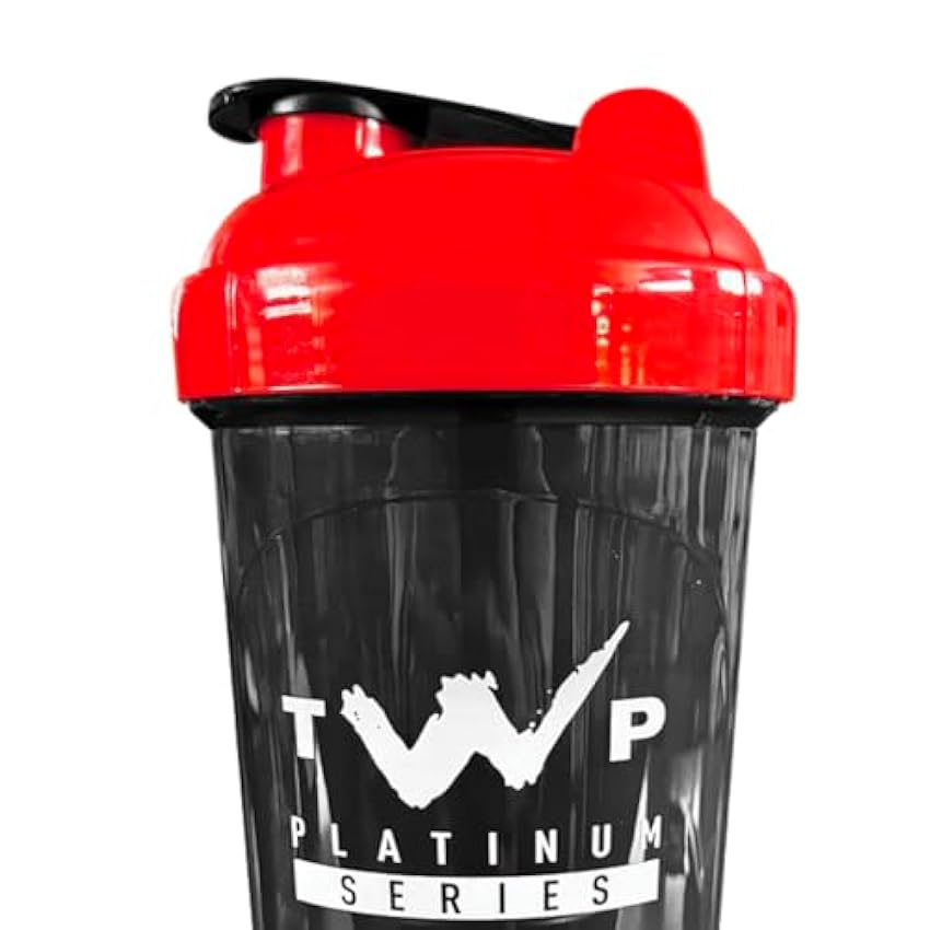 TWP Nutrition Platinum Series Cardio 700 ml (25 oz) Botella mezcladora clásica de proteínas sin BPA con licuadora y varilla mezcladora, perfecta para batidos de proteínas y preentrenamiento (negro, nAVIwJTi