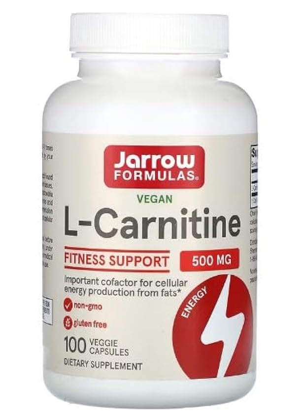 Jarrow Formulas L-Carnitina, 500mg - 100 Cápsulas, Suplemento para Energía y Recuperación Muscular LwMh4utF