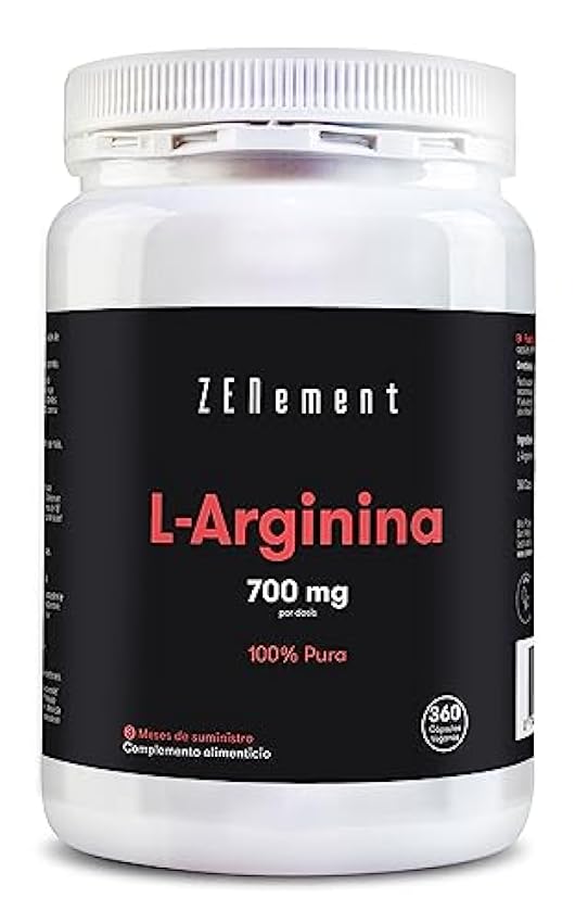 L-Arginina, 360 cápsulas veganas | Altamente Concentrada, Probado en Laboratorio | Favorece el Rendimiento Atlético y el Desarrollo Muscular | Zenement gRebNWRG