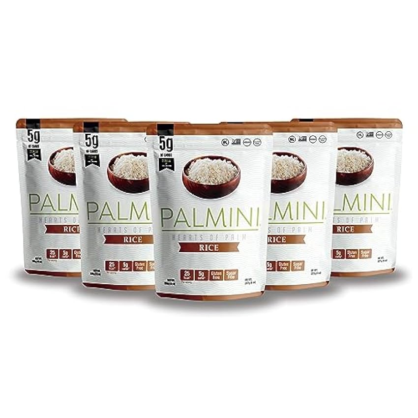 PALMINI Arroz - Palmito – Bajo en calorías – Bajo en carbohidratos – Keto - Vegano – Libre de OGM – Libre de Gluten – Sin azúcar – 338g | (Pack de 6 unidades) Jud09rE1