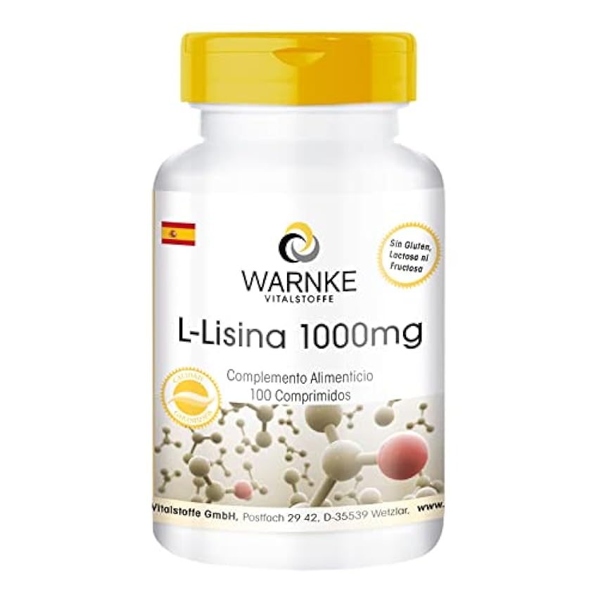 Lisina comprimidos - 1000mg - vegano - 100 comprimidos 