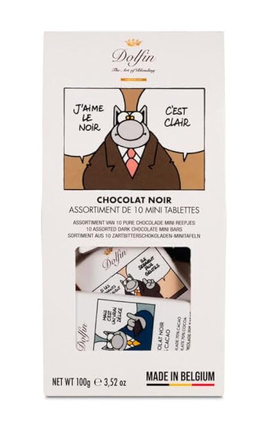 Dolfin Le Chat Surtido de 10 mini tabletas de chocolate negro – Caja de regalo divertida de minitabletas de chocolate – Chocolate cremoso, decadente y cremoso – 10 piezas LGaxEZPb