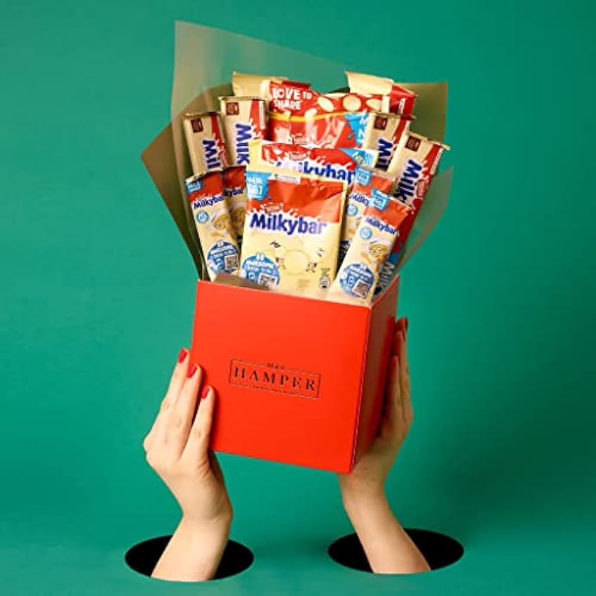 Milkybar - Cesta para ramo de chocolate, color rojo HvZKusza
