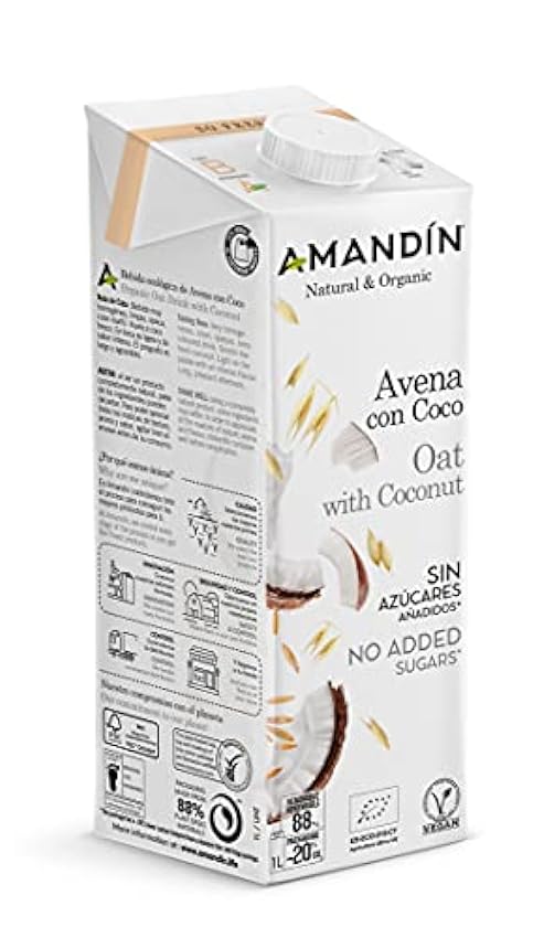 AMANDIN 400088 Bebida De Avena Con Coco - Paquete De 6 