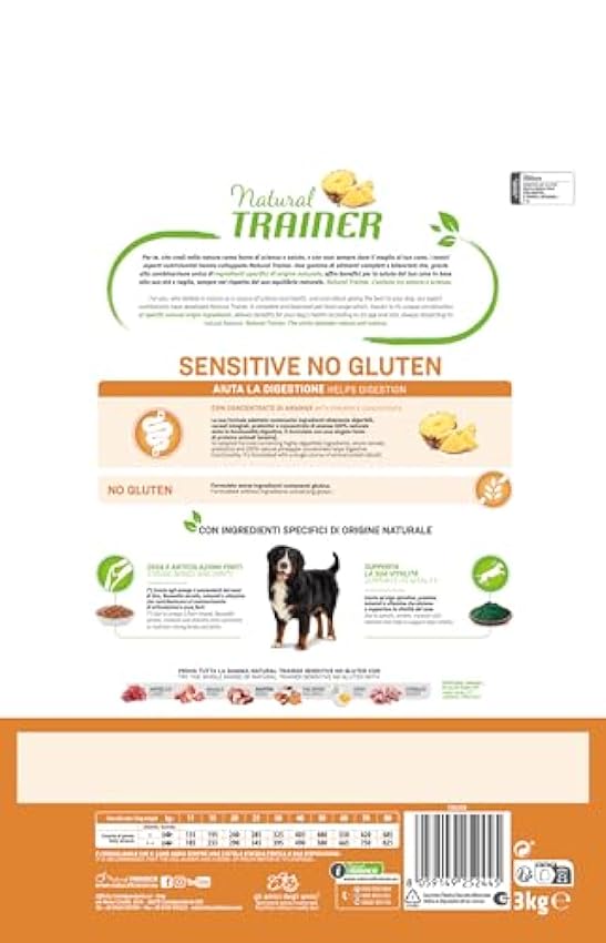 Trainer Natural Sensitive No Gluten - Pienso para Perros Medium-Maxi Adult con Pato y Cereales Integrales - 3kg gNWduiwu