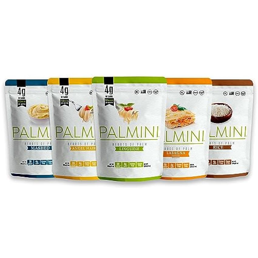 Palmini VARIETY PACK - Linguini | Angel Hair | Lasana | Arroz | Puré | - 340 g (Pack de 5 unidades) FJkuH8QX
