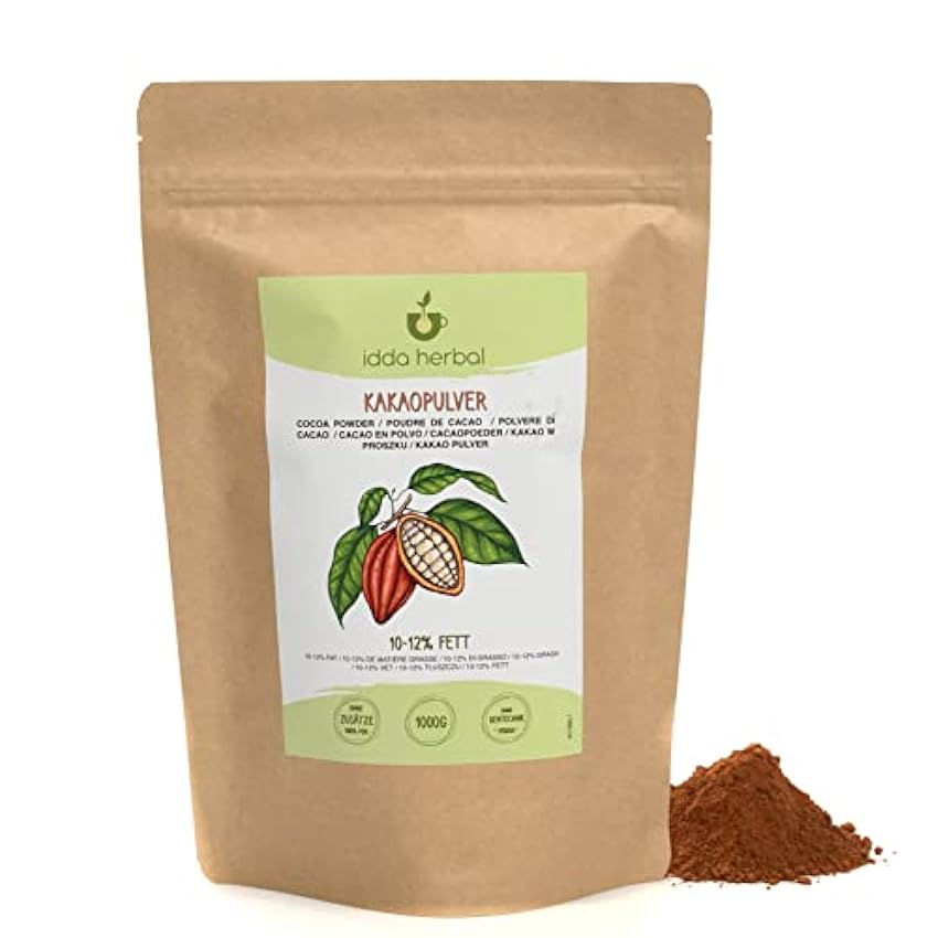 Cacao en Polvo (1kg), Cacao en Polvo sin Azúcar, 10-12%