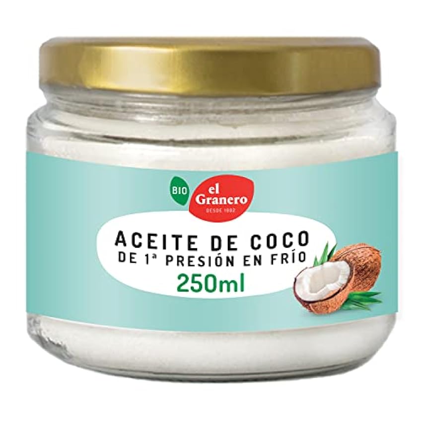El Granero Integral - Aceite de Coco Virgen BIO - 250 ml - Nutritivo y Saludable - Apto para dietas Keto - Para Cocinar - Apto para Veganos hI4ps3UZ
