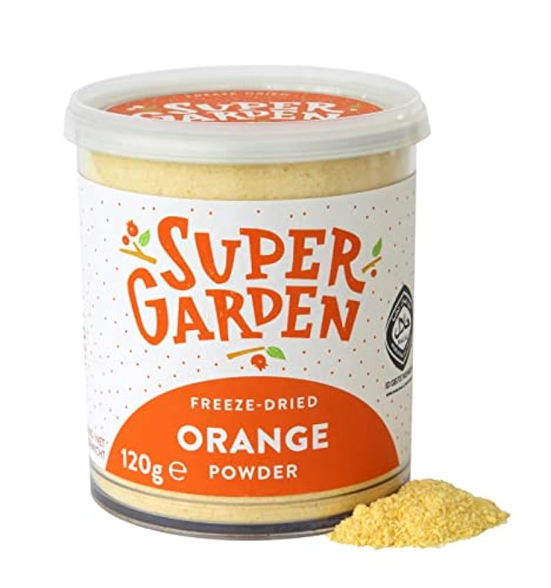 Polvo de naranja liofilizado - Sabor, naranjas liofilizadas 100% naturales - Fruta en polvo para batidos, postres y más - Sin gluten, conservantes ni azúcar añadido - de Super Garden (120 g) LcjLMOtT