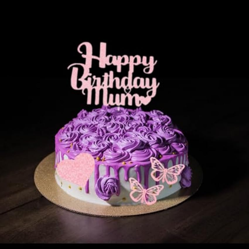 Juego de 12 adornos para tartas de feliz cumpleaños para mamá, decoración dorada para tartas de feliz cumpleaños, hoja de palma, globos de lentejuelas con purpurina, decoración de tartas para fiesta po6tM74c