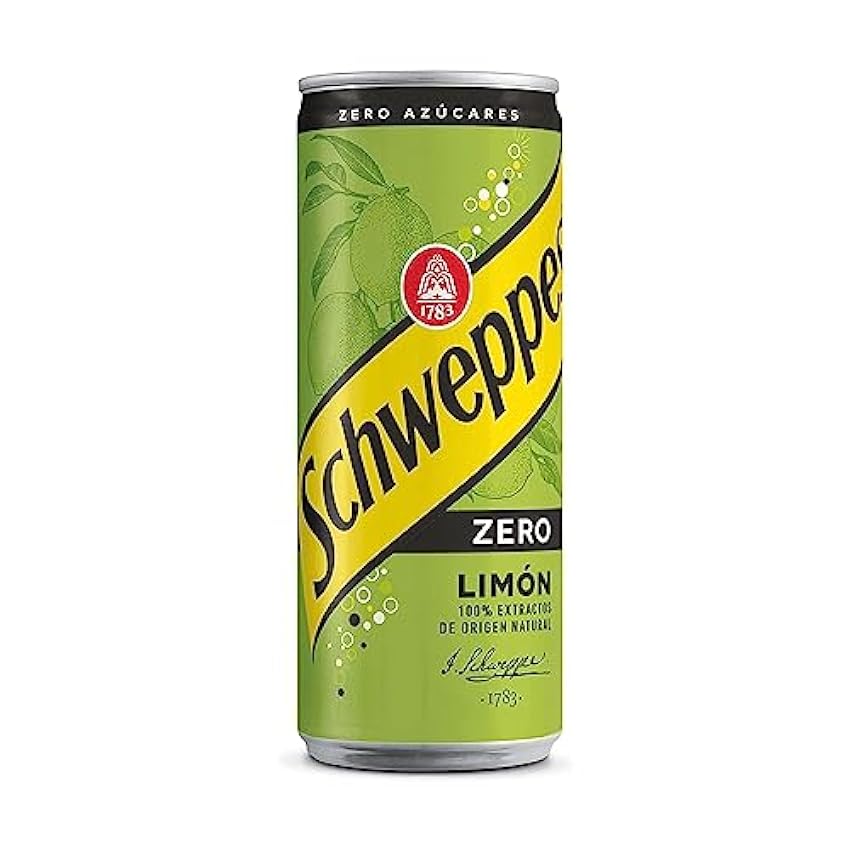 Schweppes Limón Zero, Sin Azúcar ni Calorías - Lata, Pack 24 x 33 cl NAE0SnY9