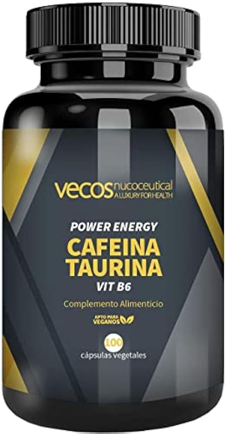 Vitamina B6 con Cafeína y Taurina | Power Energy | 100 Cápsulas Vegetales | Contribuye al Aumento de Volumen Muscular | Efecto Energizante | Complemento Alimenticio LV5OIBgE
