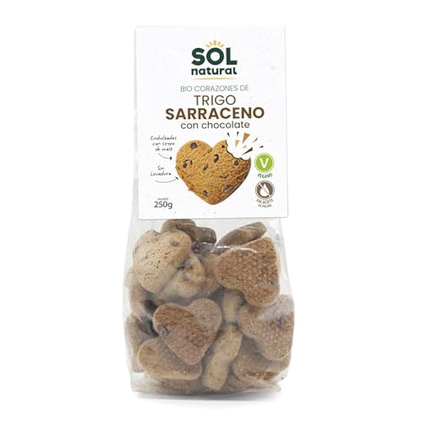Corazones de trigo Sarraceno con chocolate y sirope maiz bio 250g Sol Natural JQFdJFAV