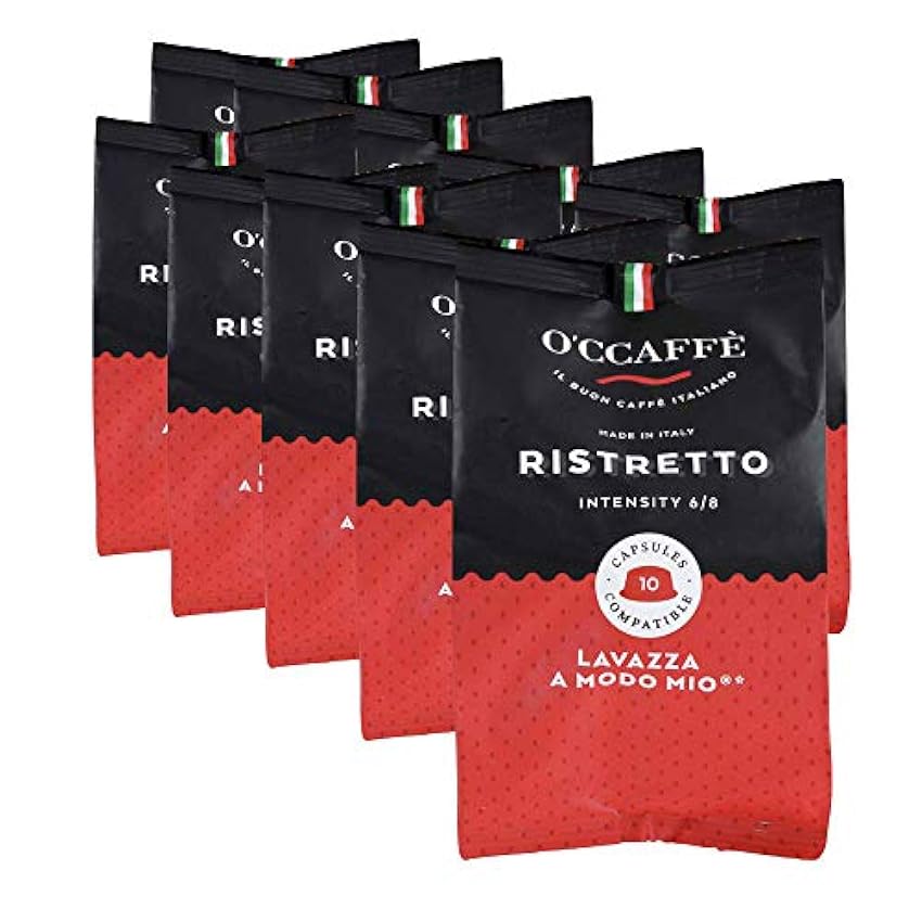 O´CCAFFÈ – Ristretto | Cápsulas de café compatibles con Lavazza a Modo Mio | 100 unidades | Café de torrefacción extralenta en tambor de una empresa familiar italiana pbfAa5QC