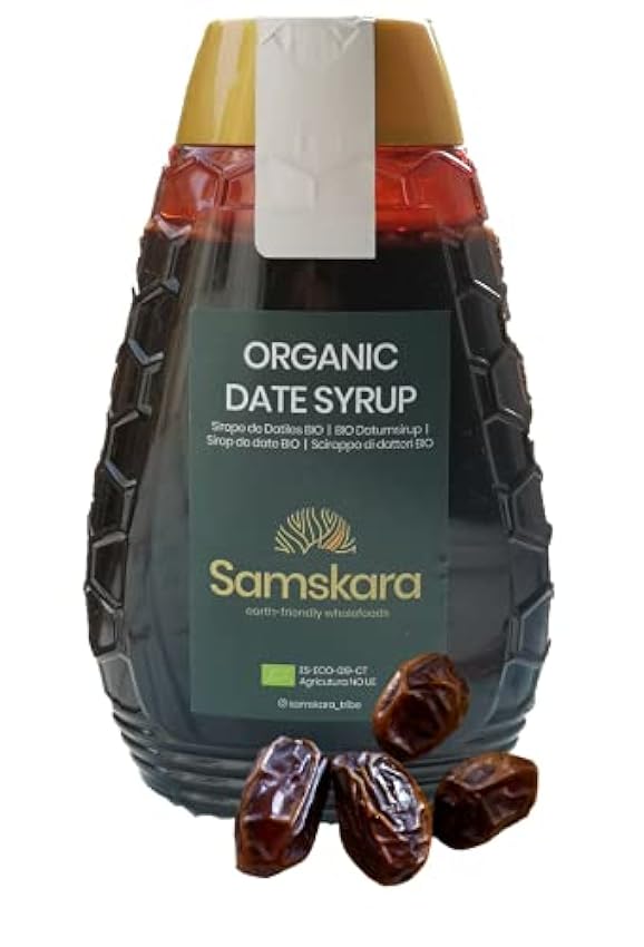Sirope de Dátil | BIO de cultivo Ecológica y comercio justo | Samskara | 500gr 100% natural | Jarabe caramelo natural de fruta de Datíll PnXVb6n9