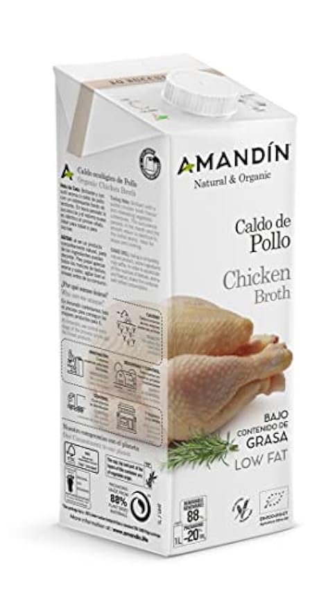 AMANDIN Caldo de Pollo - Paquete de 6 x 1000 ml - Total