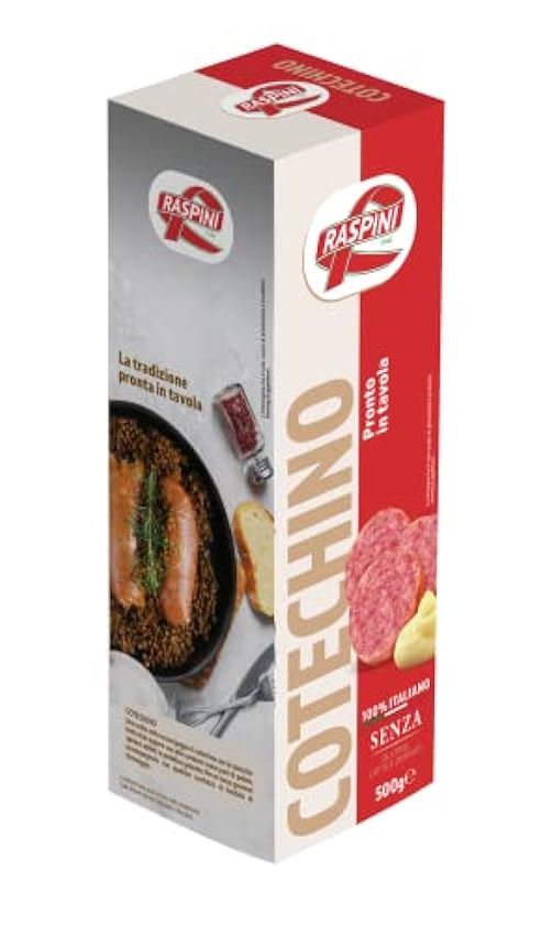 Raspini cotechino cocido, caja 500g, carne 100% italiana, sin gluten ni lactosa sin alérgenos MKb1ObtU