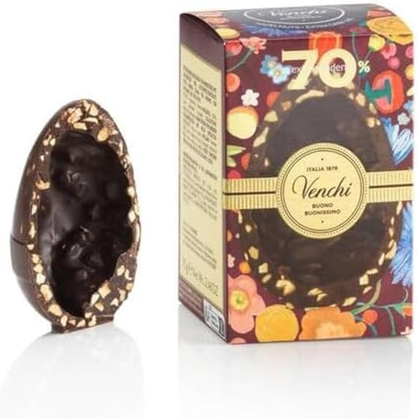 Venchi - Colección de Pascua - Huevo Miniatura Chocolate Extra Negro 70% - Con Avellanas del Piamonte IGP, 70 g - Idea de Regalo - Vegano - Sin Gluten ouFJDb24