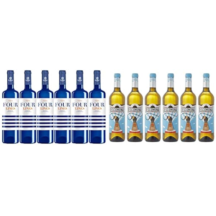 Four Lines Verdejo - 6 Botellas de 750 ml - Total: 4500 ml & Descomunal. Verdejo Vino Blanco D.O. Rueda - 6 Botellas de 750 ml OE9VxwR4