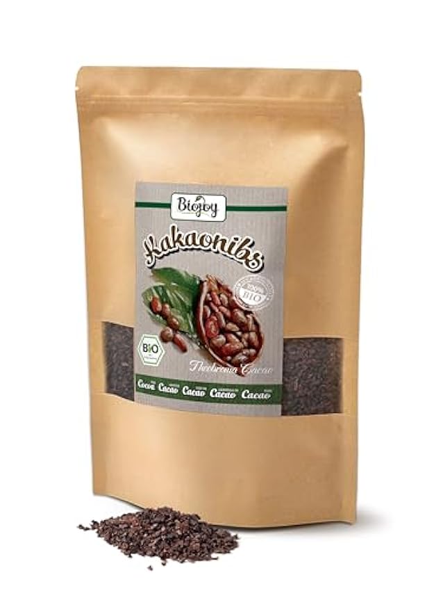 Biojoy Nibs de Cacao Crudo Orgánico (1 kg), puro y natural HLO3RtRs