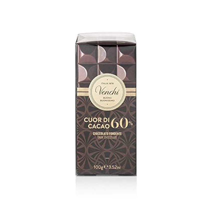Venchi Kit de Tabletas Cuor di Cacao Mixtas, 600 g - Chocolate Extra Negro 60 %, 75 % y 85 % - Set de 6 - Sin Gluten nGqwduoJ