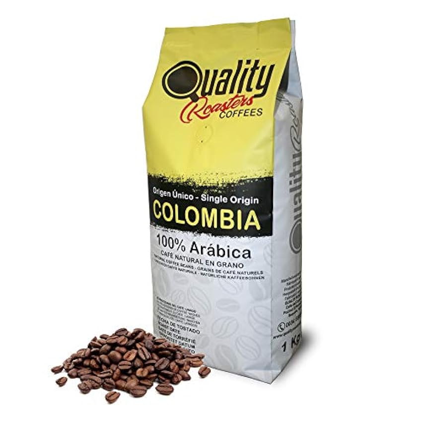 Café en grano natural. 100% Arabica. Origen único Colombia, Tostado artesanal. Tueste Medio. 1Kg FLFxUOcO