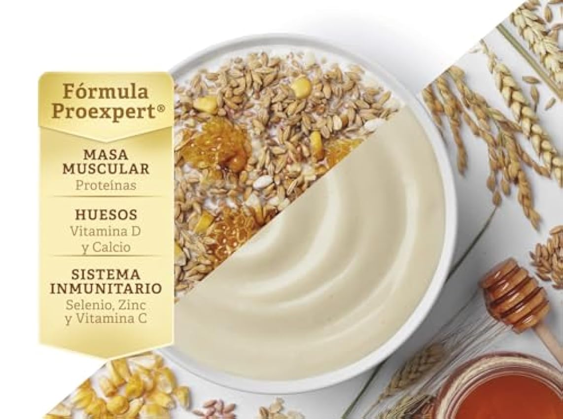 Meritene® Nutrición Reforzada – Cereales Instantáneos – 8 Cereales con miel- 6 sobres de 300g - Plato principal altamente nutritivo de fácil ingesta para personas con dificultad para tragar KMVpId6e