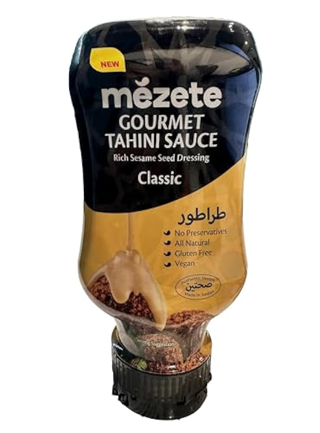 Mézete Salsa Tahini Gourmet, Condimento Cremoso y Delicioso, Originario de Jordania, Producto Natural, Apto para Veganos, 315 g HjQzt8Qx
