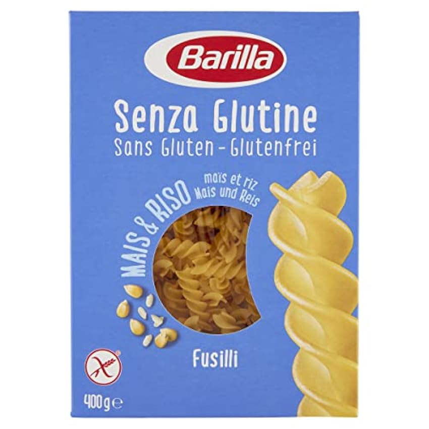 Barilla Pasta Fusilli sin gluten, pasta corta de maíz blanco, maíz amarillo y arroz integral, 400 g lvmSR1n6