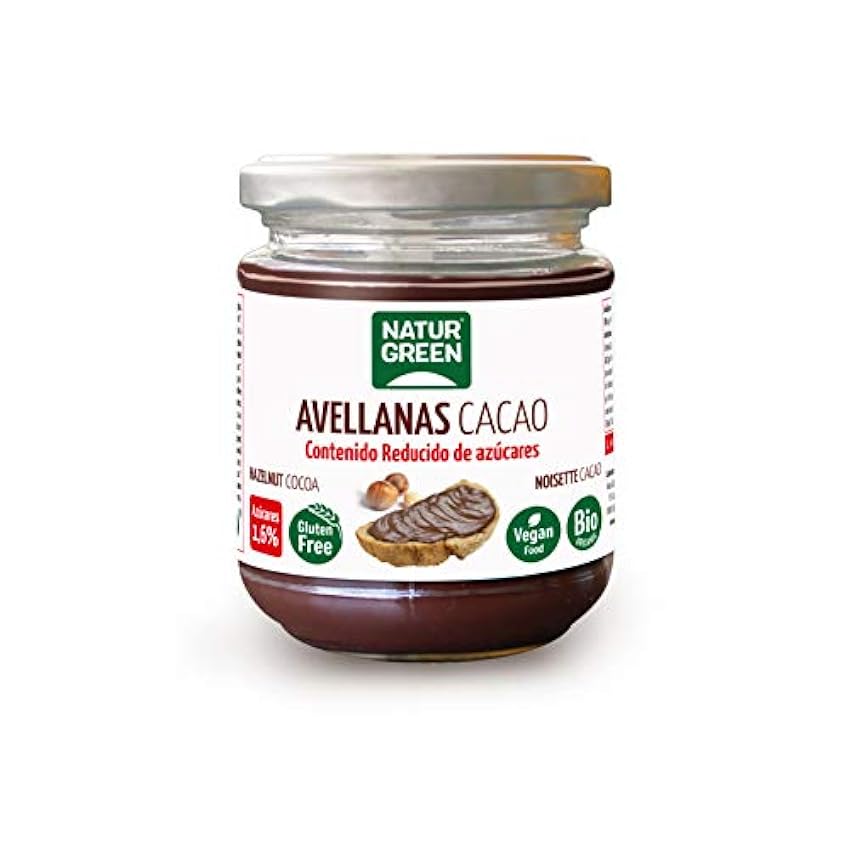 NaturGreen – Crema de Avellanas Cacao, Crema Untable 100% Ecológica, Bajo Contenido en Azúcares, Multicolor OILZZ52t