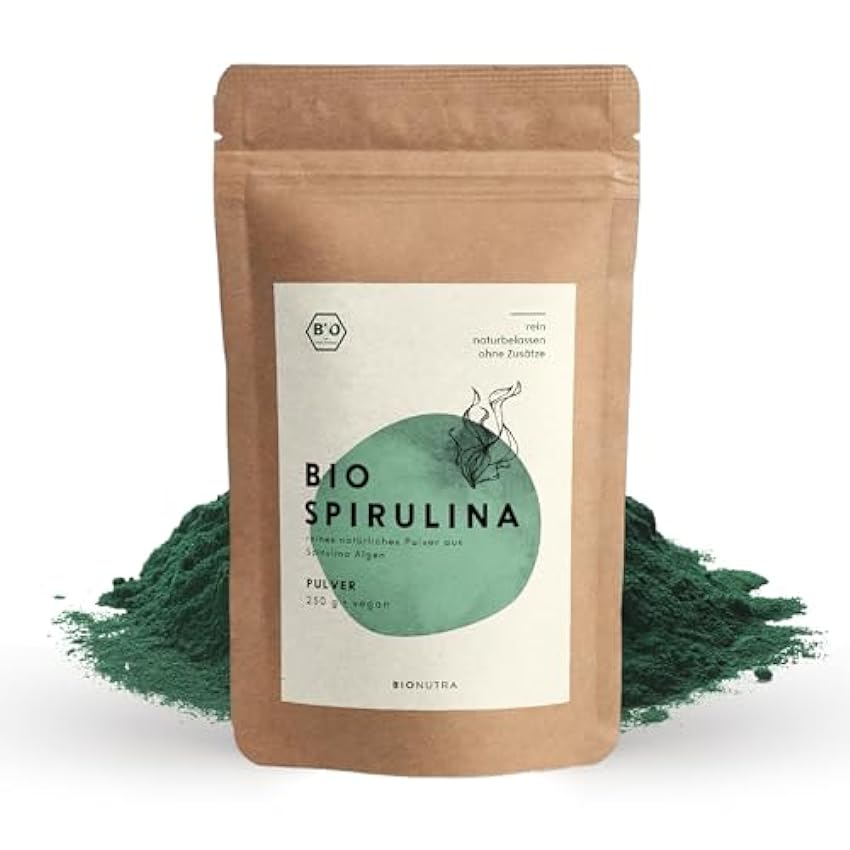 BIONUTRA® Espirulina en polvo ecológica 250 g, 100% pur