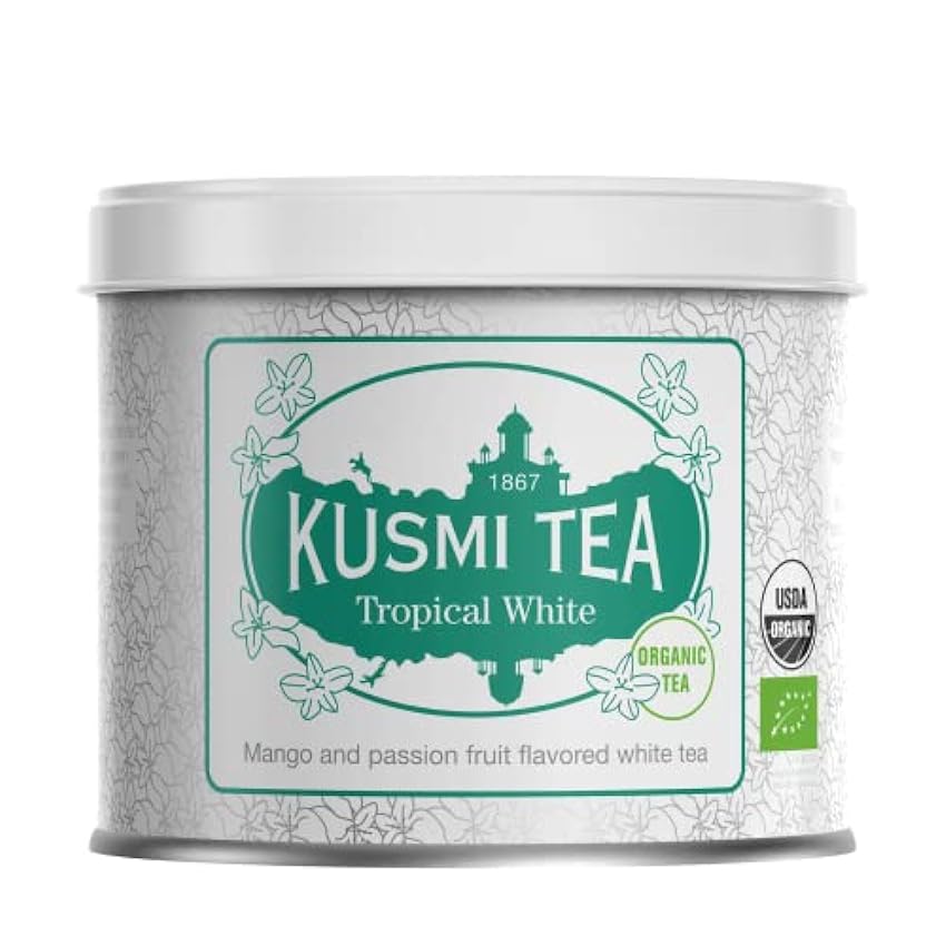 Kusmi Tea - Tropical White Bio - Té blanco con sabor a mango y fruta de la pasión - Lata de 90g kzeGigPm