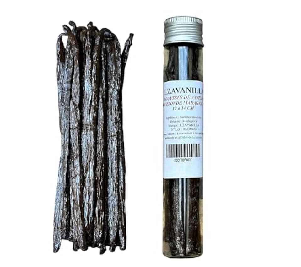 Vainas de vainilla Bourbon de Madagascar – 10 vainas de vainilla gourmet de 12 a 14 cm en tubo oj73oaBQ