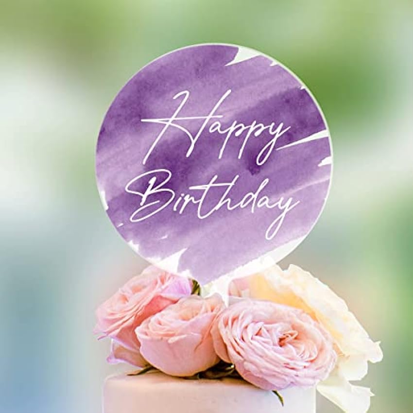 Cake Topper Happy Birthday Aquarell [estampado de colores] - Acrílico blanco - para la tarta de cumpleaños - Decoración para tarta de cumpleaños, decoración de cumpleaños, decoración de cumpleaños kVbkVeee