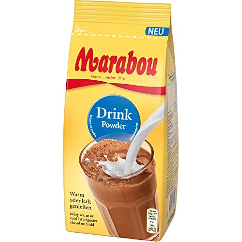 Bebida de Marabou en polvo 1x450g - El primer Marabou para beber- Bebida de schocolate en polvo para disfrutar en sueco- Chocolate para beber para leche fria calinte , helados, postres y batidos nJ6Q4Jlu